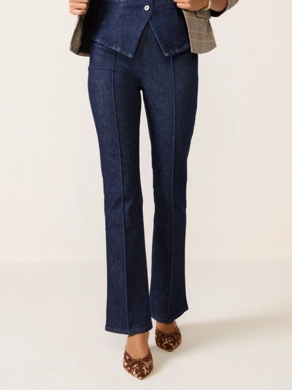 Spanx Flare Jeans Women's Medium Raw Indigo Zero Waistband Micro Waist Shaping